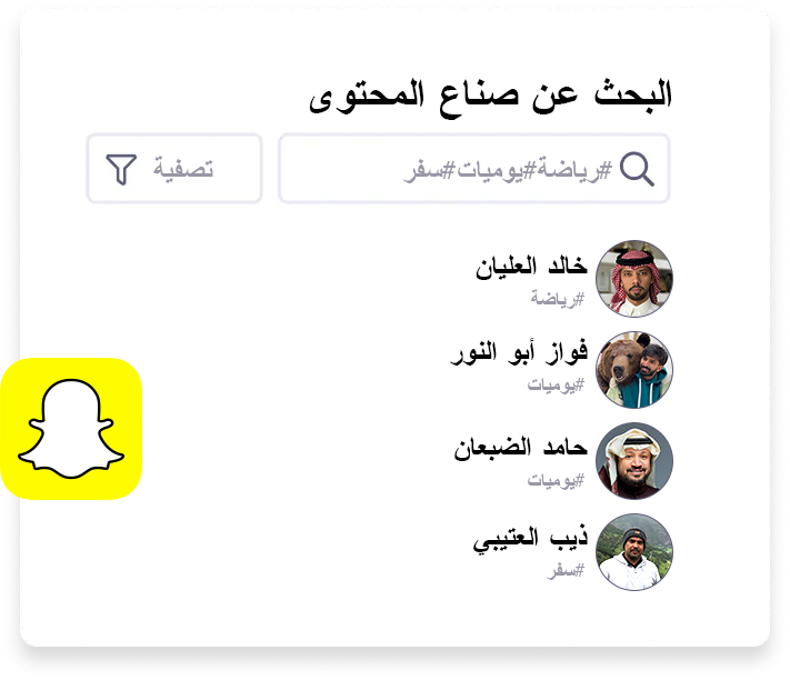 Creator search results in Sanad's influencer marketing software