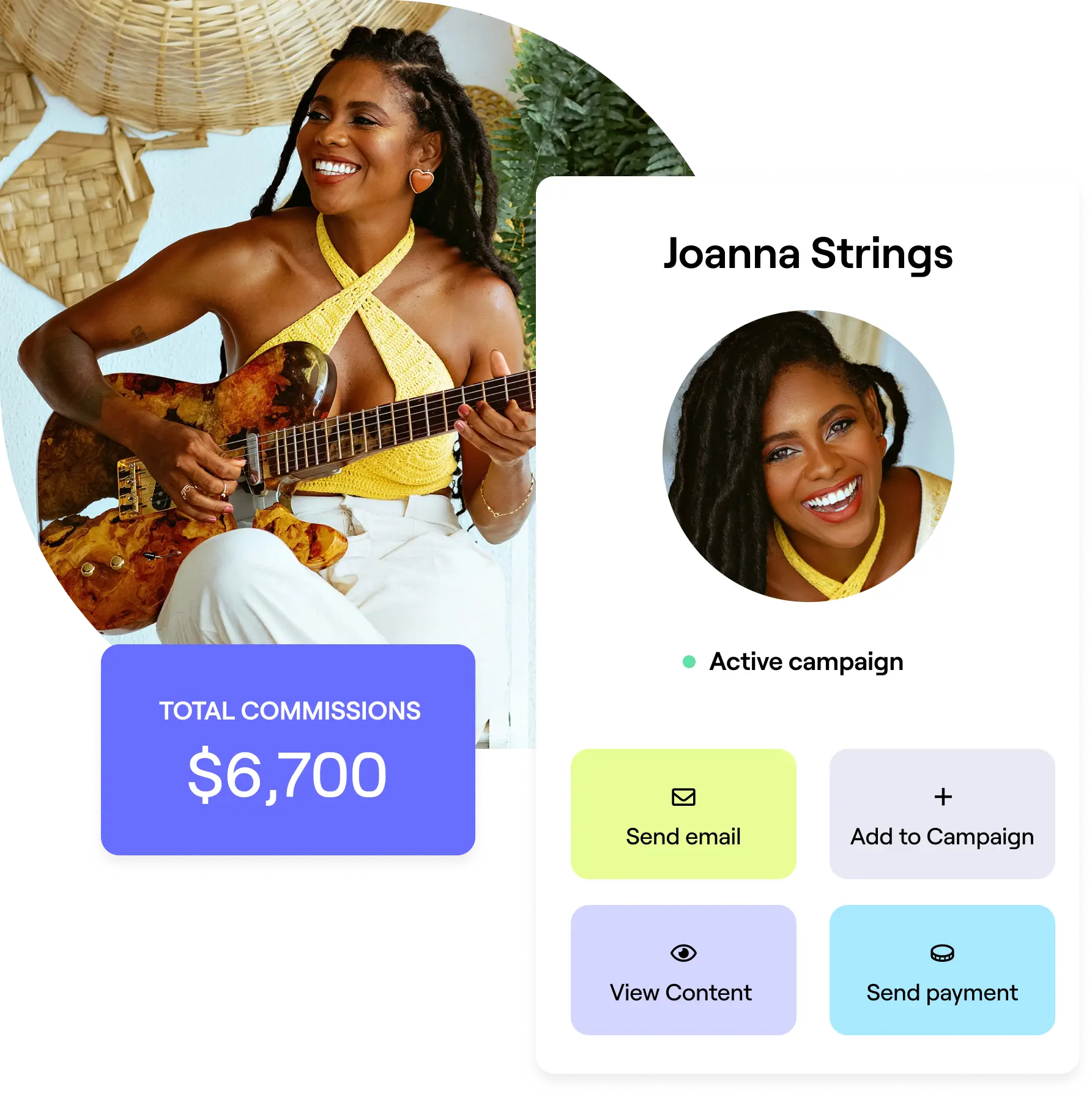 Stylized images of GRIN's influencer relationship management software