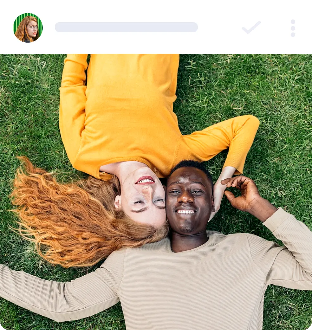 Stylized image of two content creators in a post
