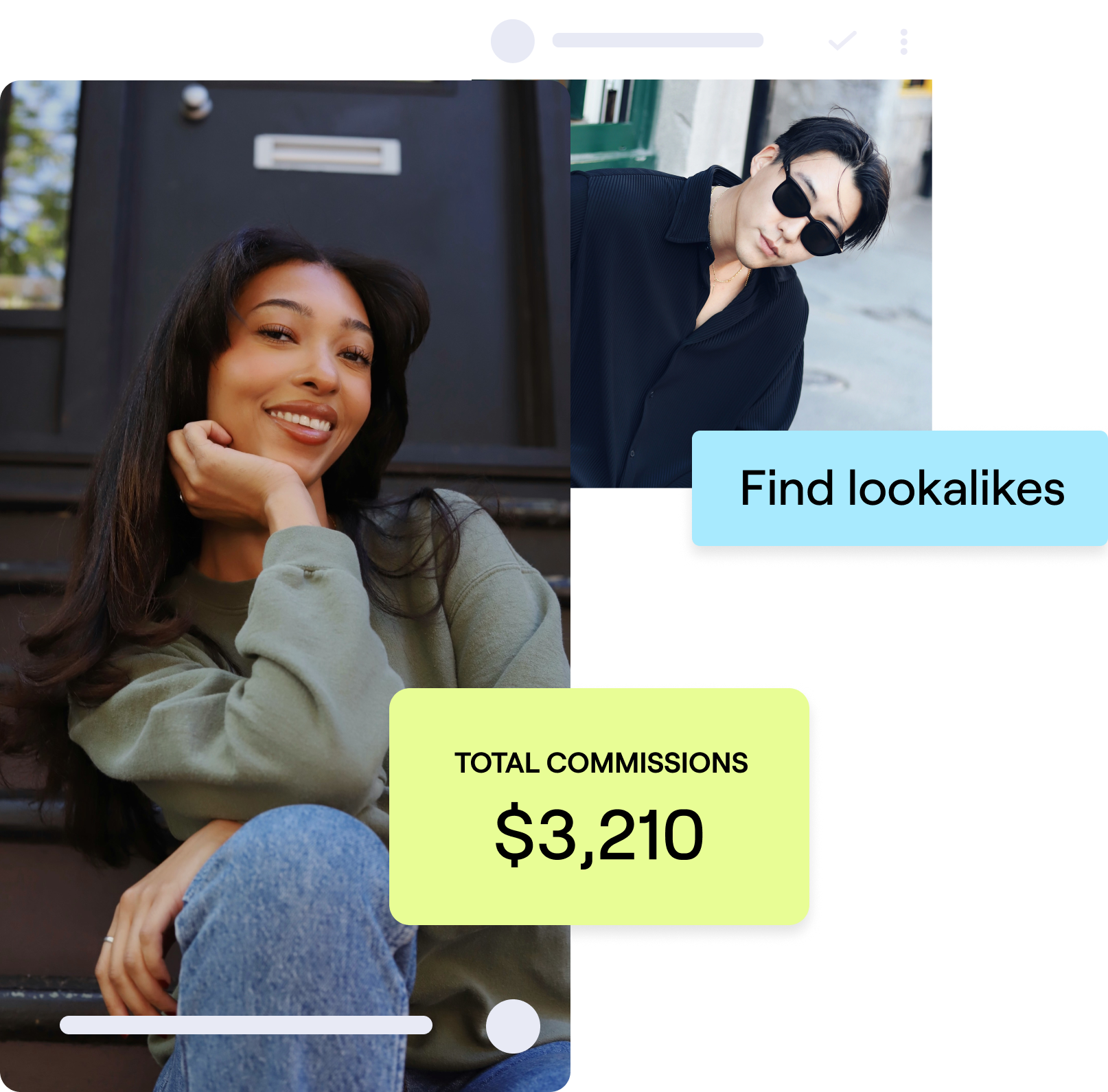 Stylized images of content and metrics in Sanad